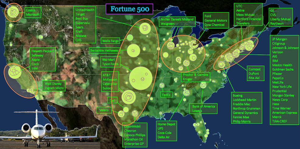 Corporations and Fortune 500, 2010s map